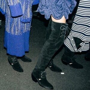 Opening Ceremony Arielle tall over the knee Boots suede leather lace block heel